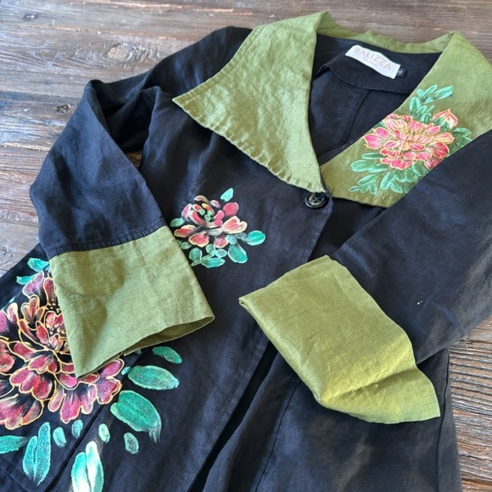 Balizza hand painted cotton trench artisan made‎ EUC size small - Picture 12 of 12